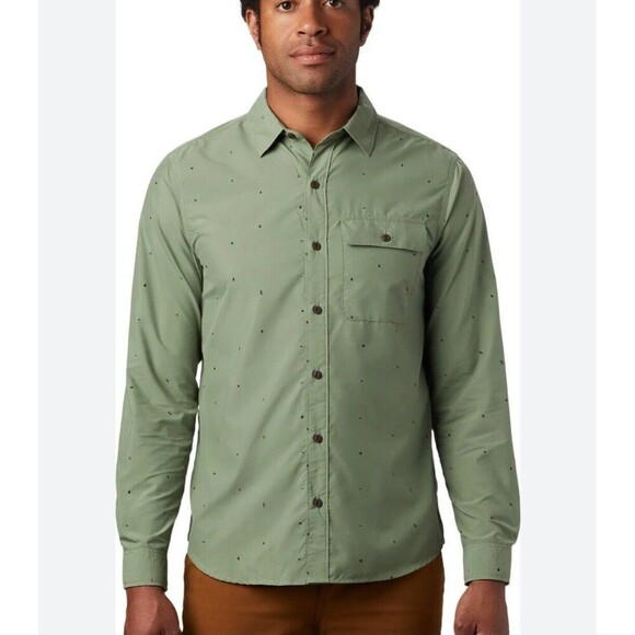 Mountain Hardwear Greenstone Olive Button Down Long Sleeve Shirt Sz L Gorpcore - Picture 3 of 11